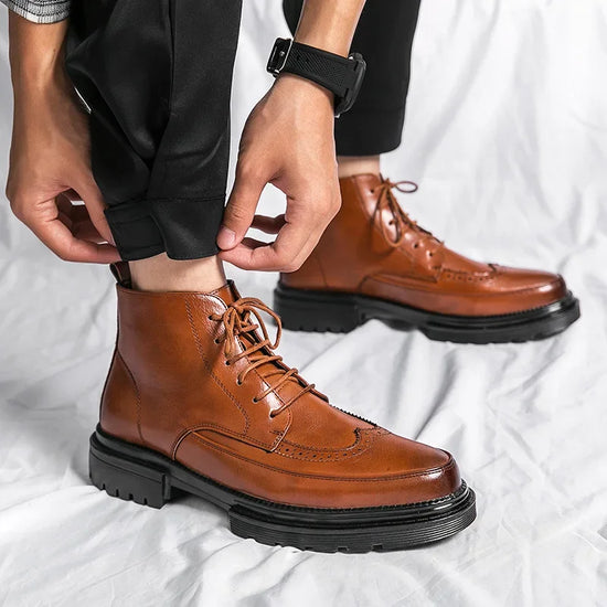 Autumn/winter High-top Pointed Toe Slip-on Casual Business Fashion Men&