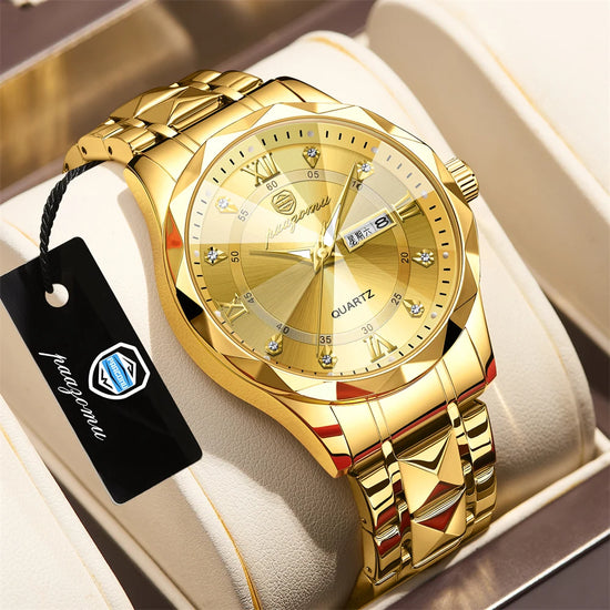 PENGAGAR Top Brand Luxury Man Wristwatch Waterproof Luminous Date Week Men Watches Stainless Steel Quartz Men&